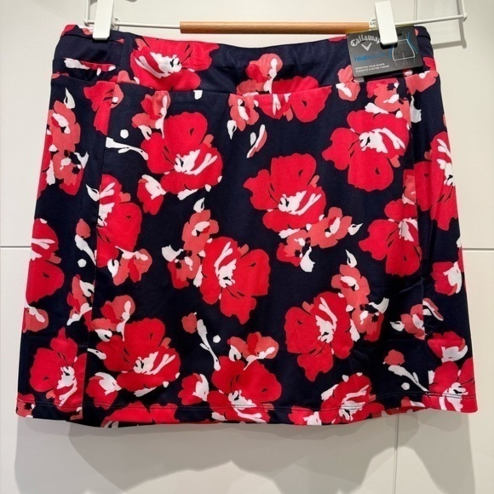 Callaway Golf Red and White A-Line Mini Skirt